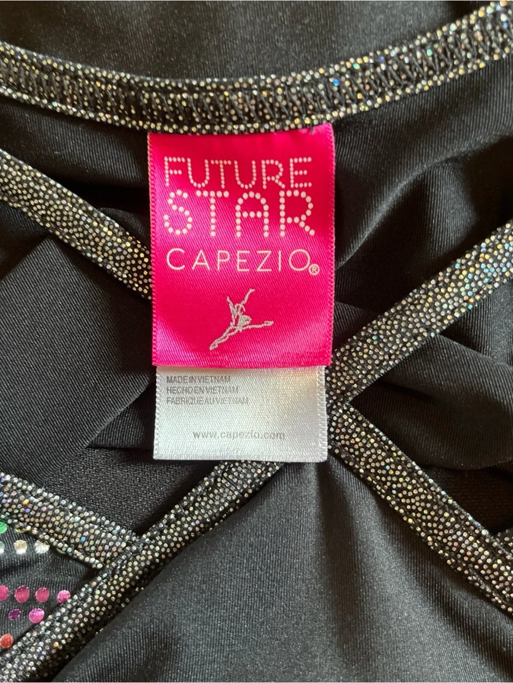 CAPEZIO Future Star Dance Leotard Black LARGE 10/12 Gymnastics Long Sleeve